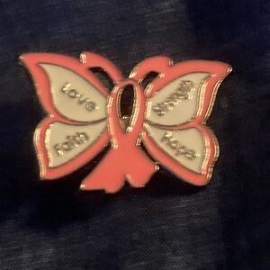 Pink and White Butterfly Awareness Pin